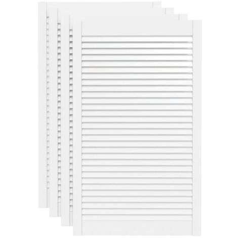 vidaXL Portes d'armoire à persiennes 4pcs blanc 99,3x59,4cm pin massif (1/6)