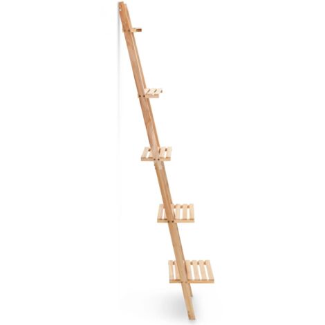 Vidaxl – Étagère murale échelle en bois de cèdre massif 41,5 x 30 x 176 cm – Installation murale simple – Charge maximale 4 kg par étagère (1/7)