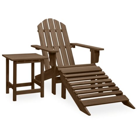 vidaXL Garden Adirondack Chair with Ottoman&Table Solid Fir Wood Brown
