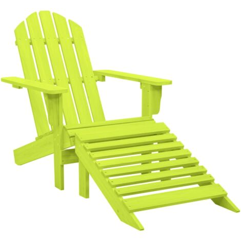vidaXL Garden Adirondack Chair with Ottoman Solid Fir Wood Green