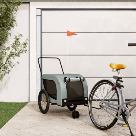 Remorque de vélo pour animaux de compagnie gris et noir vidaXL