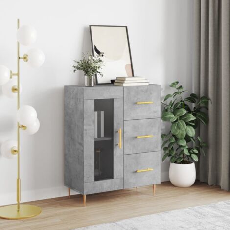 vidaXL Buffet gris béton 69,5x34x90 cm bois d'ingénierie (1/5)