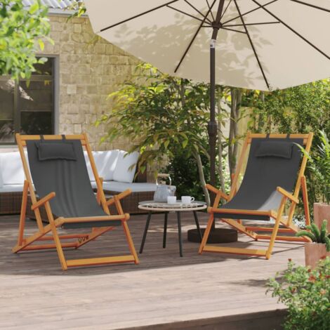 Chaises de plage pliables lot de 2 gris tissu vidaXL