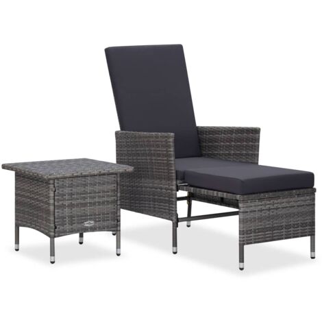 vidaXL Salon de jardin 2 pcs avec coussins Résine tressée Gris (1/8)