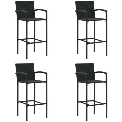 Vidaxl – Lot de 4 tabourets de bar en résine tressée noire – Hauteur d'assise 80 cm – Cadre en acier enduit de poudre – Repose-pied confortable