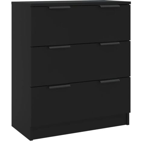 vidaXL Buffets 3 pcs noir bois d'ingénierie