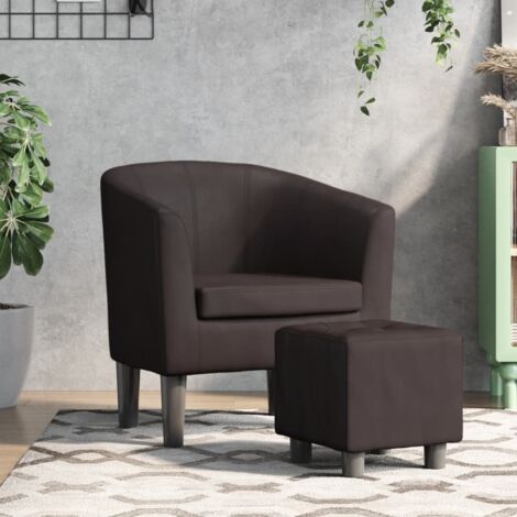 Vidaxl – Fauteuil cabriolet marron similicuir – Repose-pied design à boutons tuftés – Dimensions 70x56x68cm – Matériau durable et résistant aux taches