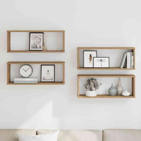 Vidaxl – Étagères murales cube 4 pcs en bois d'ingénierie chêne artisanal 60x15x23 cm – Résistantes à l'humidité – Installation murale facile