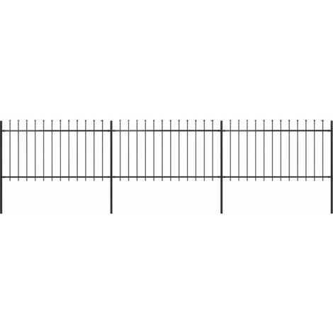 vidaXL Clôture de jardin avec dessus en lance Acier 5,1 x 1 m Noir
