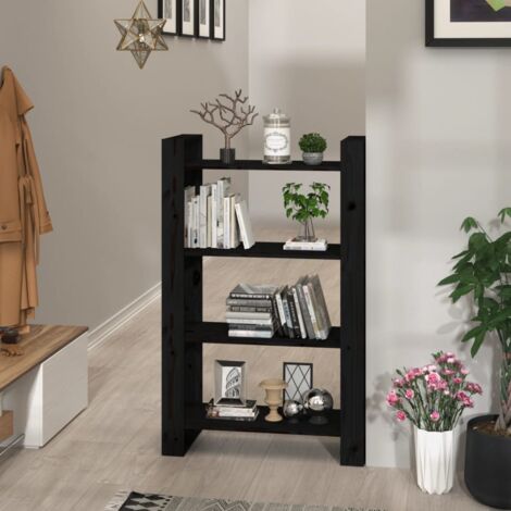 Bibliothèque/Séparateur de pièce Noir 80x35x125 cm Pin massif vidaXL