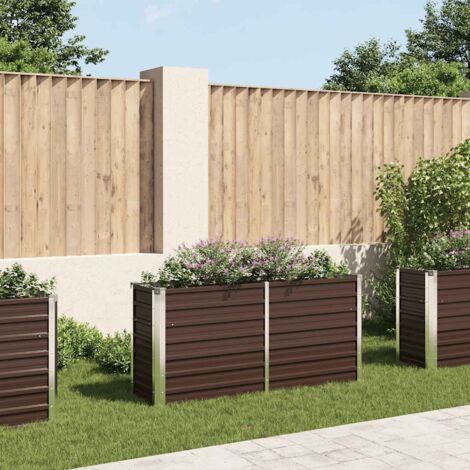 Lit surélevé de jardin Marron 160x40x77 cm Acier galvanisé vidaXL