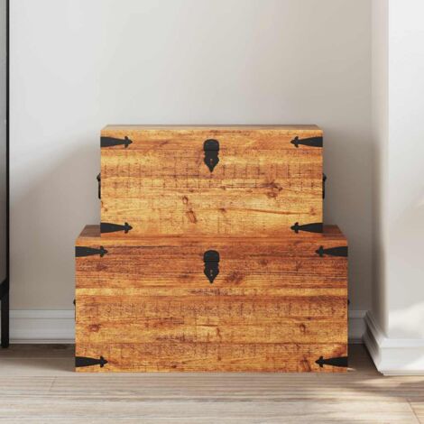 vidaXL Coffre de rangement 2 pcs Bois de manguier brut