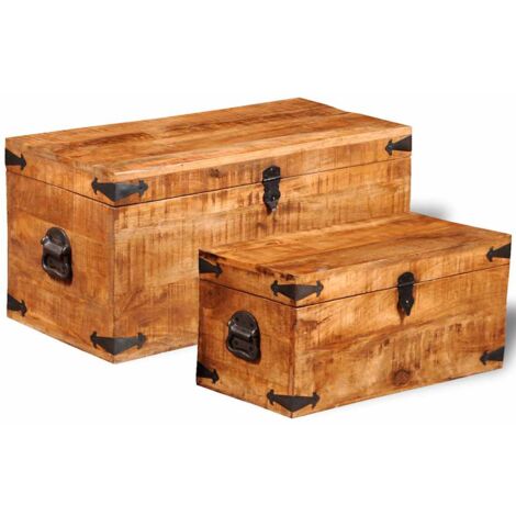 vidaXL Coffre de rangement 2 pcs Bois de manguier brut