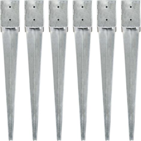 Piquets au sol 6 pcs Argenté 10x10x76 cm Acier galvanisé vidaXL