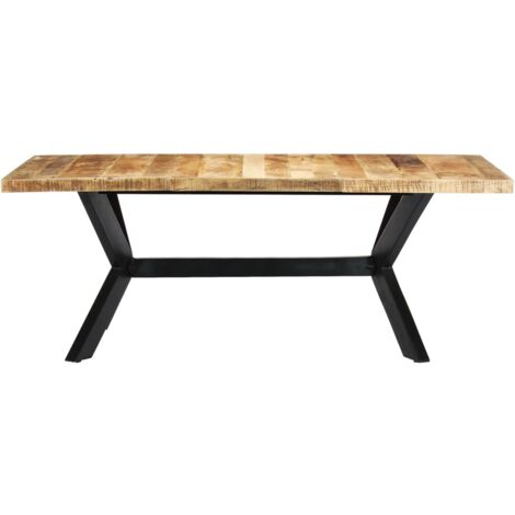 Vidaxl – Table de salle à manger 200x100x75 cm en bois de manguier massif – Pieds en acier – Style moderne et robuste – Facile à assembler (1/8)
