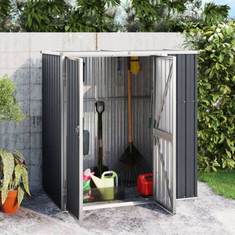 Vidaxl – Abri de jardin métal anthracite 161x89x161cm – Acier galvanisé – Conception inclinée pour évacuation pluie – Espace de rangement organisé