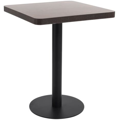 Vidaxl – Table de bistro marron foncé 60x60 cm – MDF avec motif grain de bois – Pied en acier – Pour 2 personnes – Facile à assembler