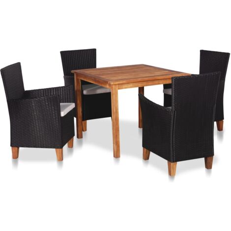 Ensemble à manger d'extérieur 5 pcs Résine tressée Noir marron vidaXL (1/5)