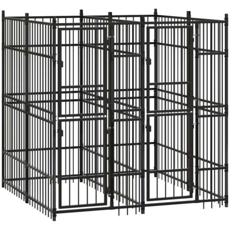 vidaXL Chenil d'extérieur pour chiens Acier 3,69 m²