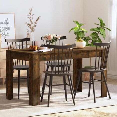 Vidaxl – Table de salle à manger rectangulaire chêne fumé 140x74,5x76 cm – Bois d'ingénierie – Surface lisse pour entretien facile