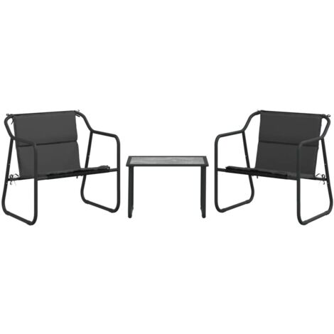 vidaXL Salon de jardin avec coussins 3 pcs anthracite acier (1/6)