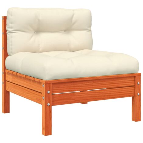 vidaXL Canapé jardin sans accoudoirs coussins cire marron massif pin (1/6)