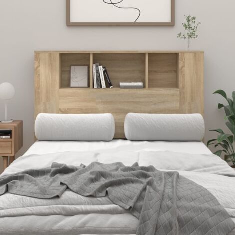 Vidaxl – Tête de lit en bois d'ingénierie chêne sonoma 120x18,5x104,5 cm – Résistante à l'humidité – 5 compartiments de rangement