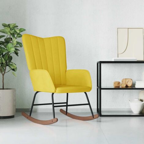Chaise à bascule Jaune moutarde Velours vidaXL (1/5)