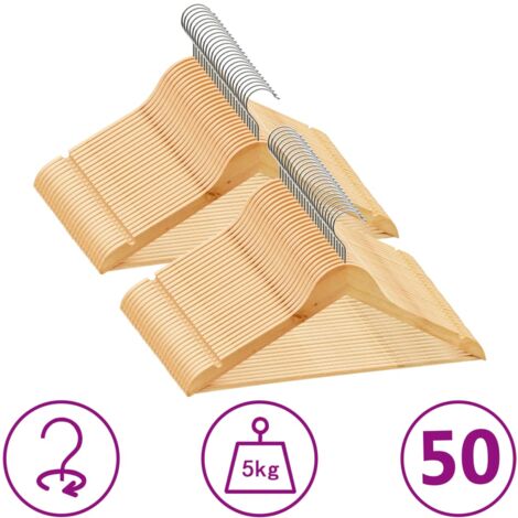 Cintres antidérapants 50 pcs Bois dur vidaXL323934