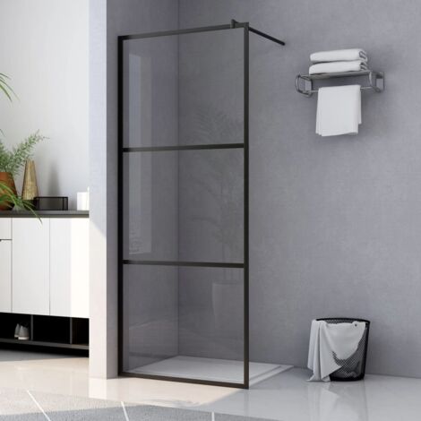 Vidaxl – Paroi de douche à l'italienne en verre ESG noir 100x195 cm – Épaisseur 5 mm – Cadre en aluminium réglable – Facile à nettoyer