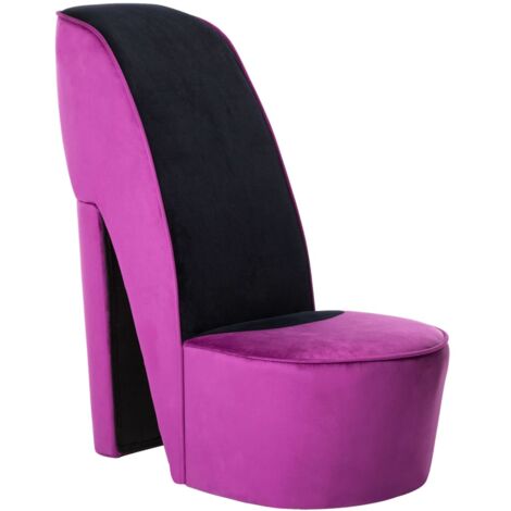 Vidaxl – Chaise en forme de chaussure à talon haut – Velours violet 100% polyester – Dimensions 43x82,5x85,5 cm – Capacité 110 kg