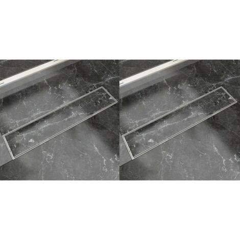 Drain de douche linéaire 2 pcs 530 x 140 mm Acier inoxydable vidaXL (1/5)
