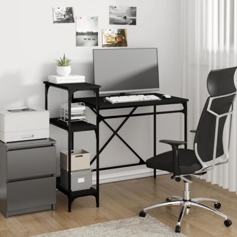 vidaXL Bureau avec étagères noir 105x50x90 cm bois d'ingénierie et fer (1/5)