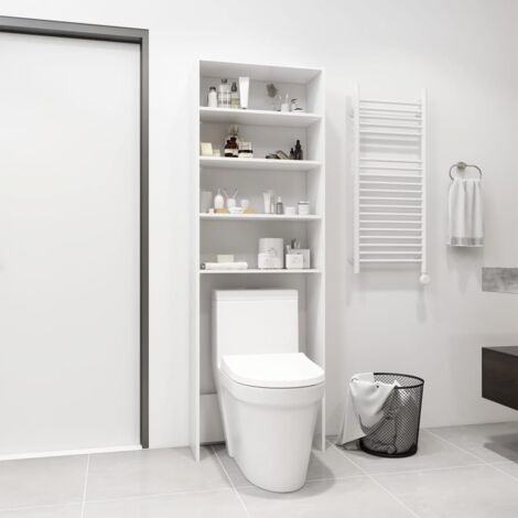 Vidaxl – Meuble machine à laver blanc 64x24x190 cm – Bois d'ingénierie – 4 compartiments de rangement – Design épuré pour salle de bain