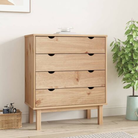 Vidaxl – Commode OTTA 76,5x39,5x90 cm – Bois de pin massif – 4 tiroirs spacieux – Design scandinave pour rangement optimisé (1/6)