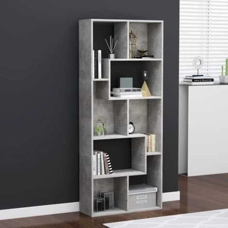 Vidaxl – Bibliothèque armoire de livres gris béton 67x24x161 cm – Aggloméré robuste – Compartiments spacieux pour rangement – Utilisation verticale/horizontale