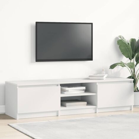 Vidaxl – Meuble TV blanc 140x40x35,5 cm en bois d'ingénierie – 2 portes – 2 compartiments ouverts – Facile à nettoyer