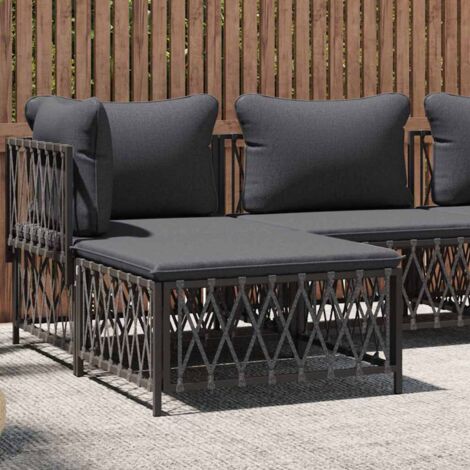 Repose-pied de jardin avec coussin anthracite tissu tissé vidaXL