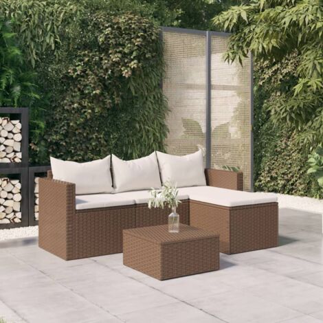 Vidaxl – Salon de jardin marron résine tressée – Ensemble 3 places avec coussins amovibles – Table 48x48cm – Cadre acier enduit de poudre