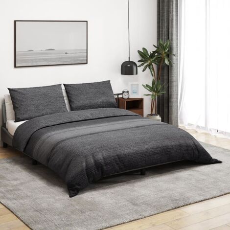 vidaXL Ensemble de housse de couette gris foncé 140x200 cm Coton (1/5)