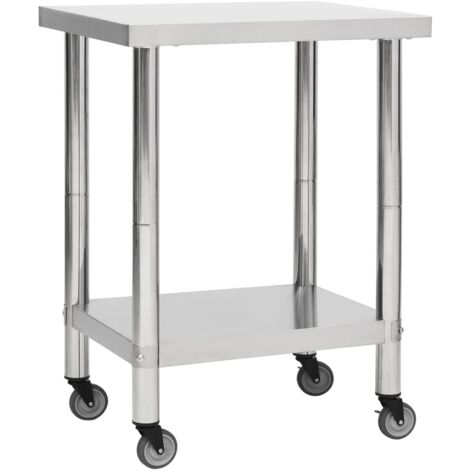Table de travail de cuisine avec roues 80x30x85 cm Inox vidaXL