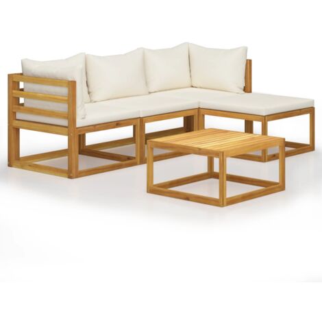 Vidaxl – Salon de jardin 5 pcs en bois d'acacia massif – Coussins épais amovibles – Table basse à lattes – Conception modulaire pour agencement personnalisé (1/10)