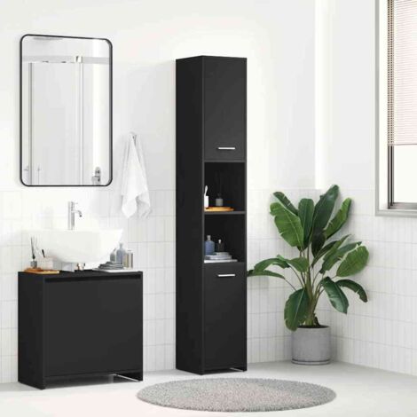 Armoire de salle de bain Noir 30x30x183,5 cm Bois d'ingénierie vidaXL