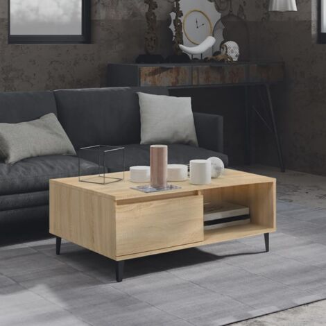 Table basse chêne sonoma 90x60x35 cm bois d'ingénierie vidaXL