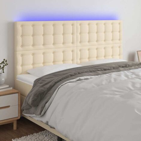 Tête de lit à LED Crème 160x5x118/128 cm Tissu vidaXL