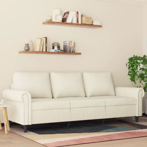 Canapé à 3 places Crème 180 cm Velours vidaXL755701