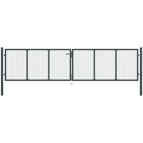 Vidaxl – Portail grillagé en acier galvanisé 400 x 150 cm – Finition enduite de poudre – Résistant à la rouille – Installation facile avec piquet de sol