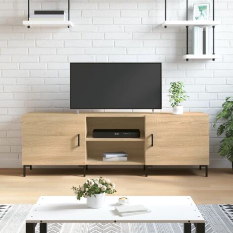 Vidaxl – Meuble TV en bois d'ingénierie Sonoma 150x30x50 cm – 4 compartiments de rangement – Pieds en fer pour stabilité – Résistant à l'humidité (1/6)