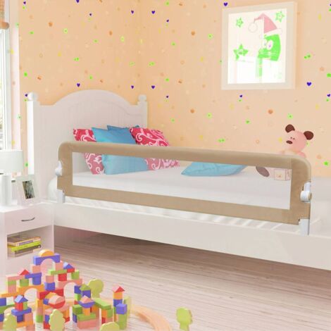 Vidaxl – Barrière de lit de sécurité taupe 180x42 cm – Tissu polyester – Compatible matelas 10-20 cm – Installation facile – Pour enfants 18 mois à 5 ans