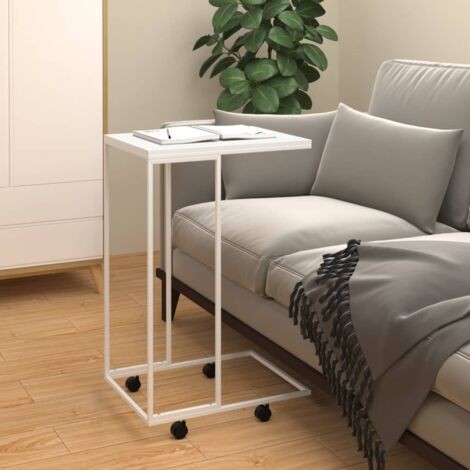 Table d'appoint avec roues Blanc 40x30x63,5cm Bois d'ingénierie vidaXL
